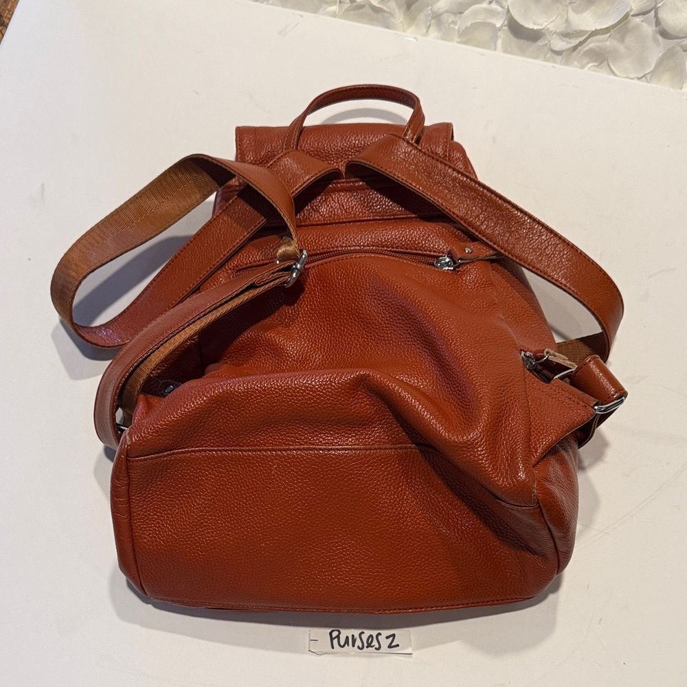 Chic Brown Leather Backpack - Picture 2 of 6